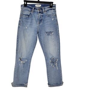 Pistola Light Wash Distressed Cropped Straight Leg Button Fly Jeans Size 26
